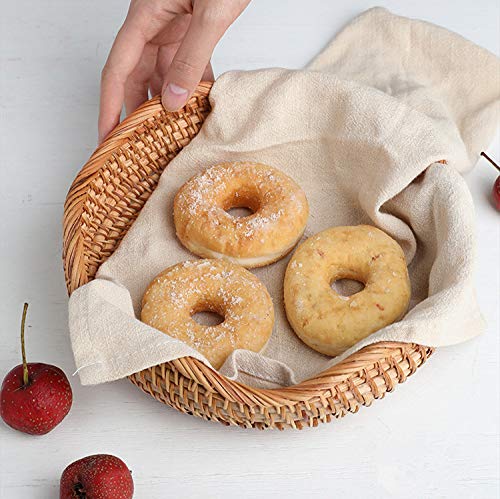 [Australia - AusPower] - Rattan Round Fruit Baskets, Wicker Storage Bowls, Natural Woven Serving Basket Bowls, Decorative Baskets for Kitchen Counter Organizing, set of 3 Wave 