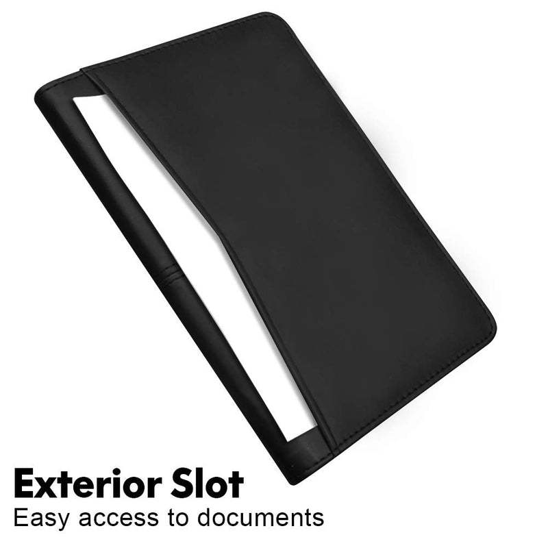 [Australia - AusPower] - DAKX Padfolio for Women&Men, Zippered Business Portfolio, Leather Padfolio Portfolio Binder 5.3 x 8 inch Writing Pad, Black 