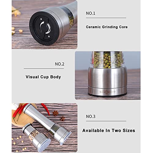 [Australia - AusPower] - Mini Pepper Grinder, Manual Salt and Pepper Grinder, Pepper Mill. Brushed Stainless Steel Dust Cover With Ceramic Grinding Cores, Adjustable Coarseness（2.55*4.52 inch ） 