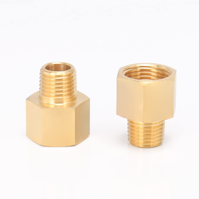 [Australia - AusPower] - BathAce Brass Pipe Fitting, Heavy Duty Metal Thread Solid Brass Reducer Adapter Pipe Reducing Connector, 2 Pack (1/4 Male Pipe x 3/8 Female Pipe) 1/4 Male Pipe x 3/8 Female Pipe 