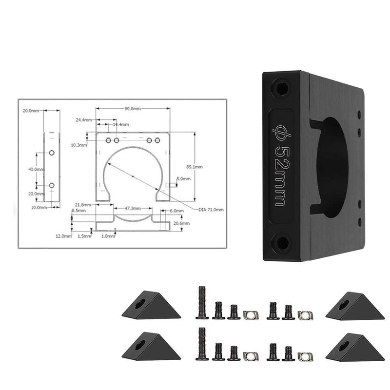 [Australia - AusPower] - Wendry Shaft Spindle Motor Mount Kit, 52/65/71mm CNC Motor Clamp Mount Bracket with M5 Screws and Connector Kit, Aluminum Spindle Motor Holder for CNC Router Engraving Machine (52mm) 52mm 