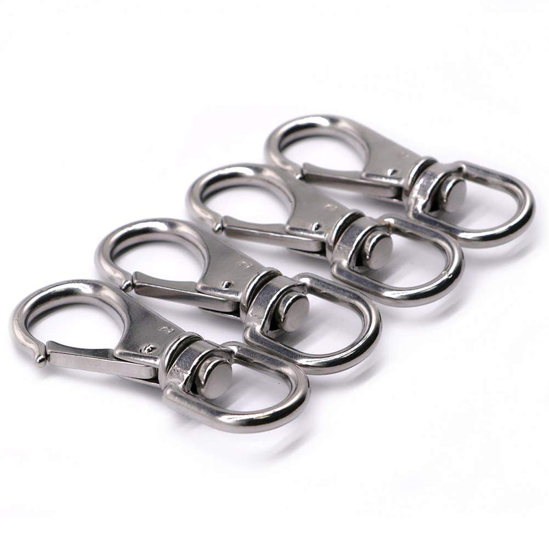 [Australia - AusPower] - AOWISH 4-Pack Stainless Steel Swivel Eye Snap Hooks (4 x 1-1/2 Inches) Scuba Diving Clips Marine Boat Hardware Spring Buckles for Bird Feeders, Pet Chains, Collars, Keychains and More M6(2#) 