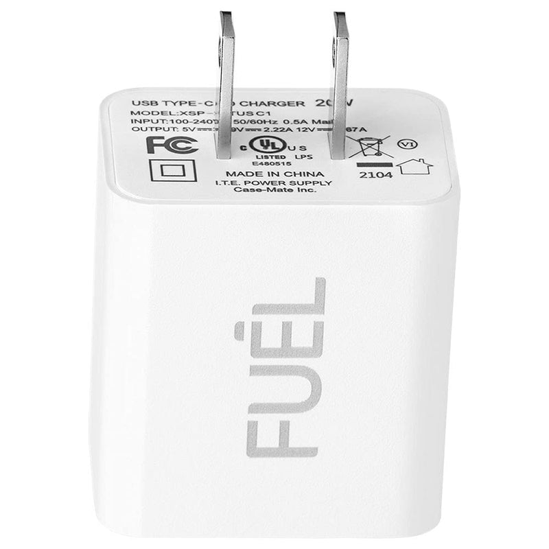 [Australia - AusPower] - Case-Mate - Fuel - 20W Fast Charger for iPhone - Galaxy - Android - iPad - Tablet - Wall Charger - USB-C - PD Power Adapter 20W USB-C 