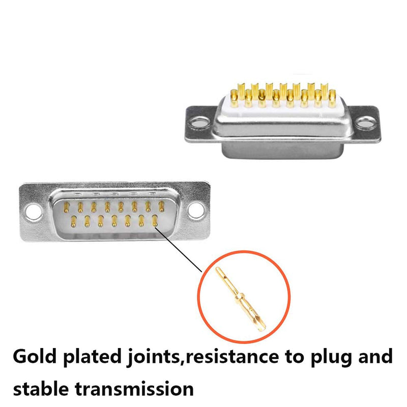 [Australia - AusPower] - Jienk 10PCS DB15 RS232 Serial D-SUB Solder Cup Connectors, Gold Plated Joints RS232 Serial Port 15Pin D Sub Couplers(Male x 5, Female x 5) 