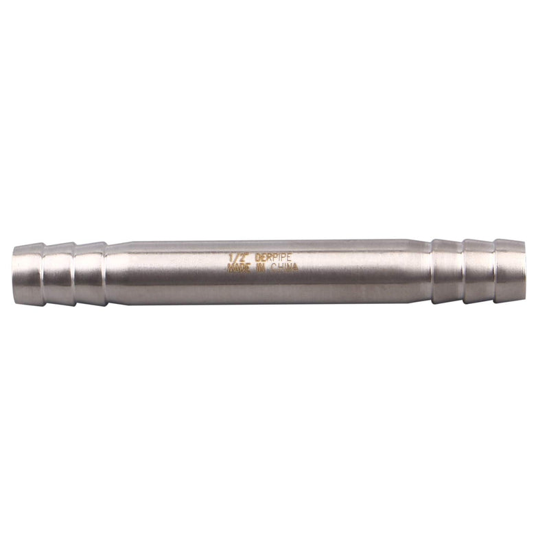 [Australia - AusPower] - DERPIPE Stainless Steel 1/2" Hose Barb, straight splice extend tubing fitting, union coupling fitting (Pack of 2) 1/2" (Pack of 2) 
