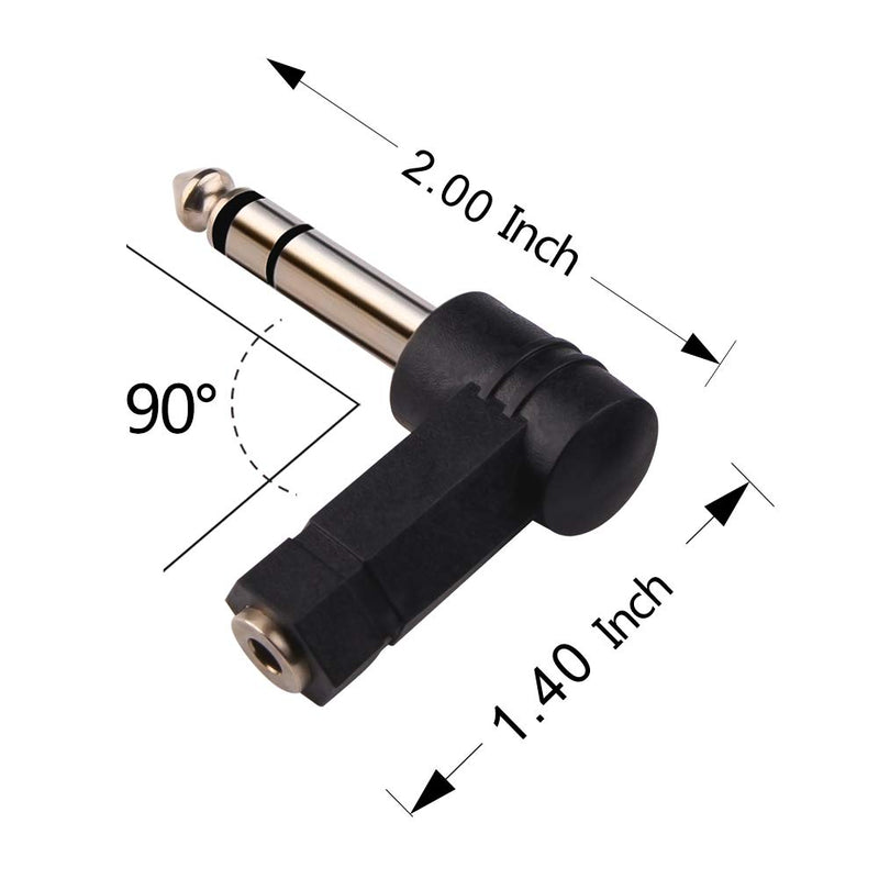 [Australia - AusPower] - Oxsubor 1/4 Inch TRS to 3.5mm Right Angle Adapter,6.35mm Male to 3.5mm Female 90 Degree Stereo Headphone Audio Adaptor Converter Connector (1/4'' TRS Right Angle Adapter (2PCS) 