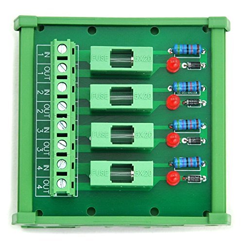 [Australia - AusPower] - Electronics-Salon 4 Channel Fuse Interface Module, for DC 5~48V, Din Rail Mount, w/Fail Indicator 