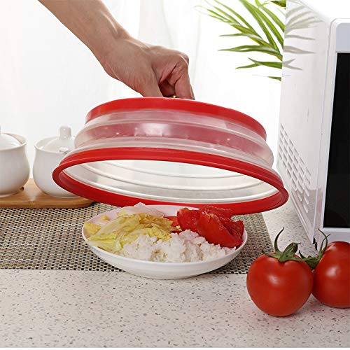 [Australia - AusPower] - Collapsible Microwave Food Cover BPA free TPR, 10.5inch, round with grip handle, Red… 1 