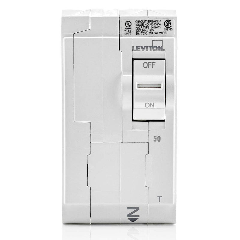 [Australia - AusPower] - Leviton LB250-T 50 Amp, 2-Pole Plug-on Standard Branch Circuit Breaker, 120/240 VAC, White 