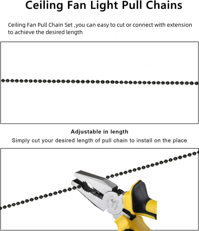 [Australia - AusPower] - QLXHBOT Ceiling Fan Pull Chain Set, 4 Pieces Bulb and Fan Pattern Pull Chain Extension Fan Pendant 12 Inch Chain Extender with Ball Fan Chains Connector (Black Copper) 