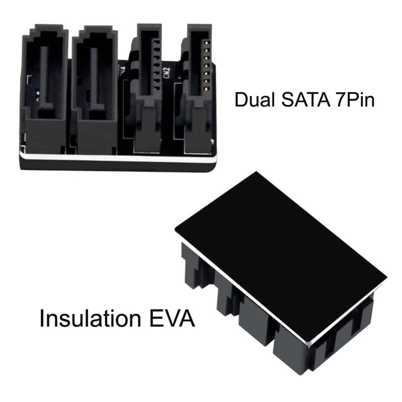 [Australia - AusPower] - NFHK Dual SATA 7Pin Female to 7Pin Male 360 Degree Angled Adapter Low Profile for Desktops SSD HDD Mainboard Motherboard Dual SATA 360 Angled 