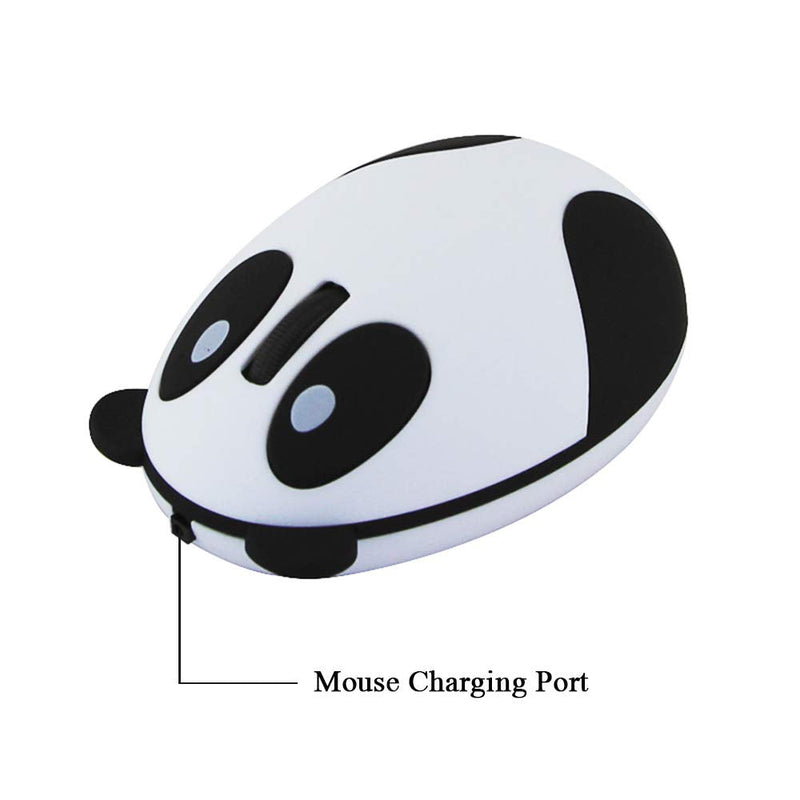 [Australia - AusPower] - Cute Animal Panda Wireless Mouse, [3C Light] Mini USB 2.4G Rechargeable Optical Mice Cartoon Computer Mouse for Kids 3 Buttons (Wireless-White) Wireless-White 