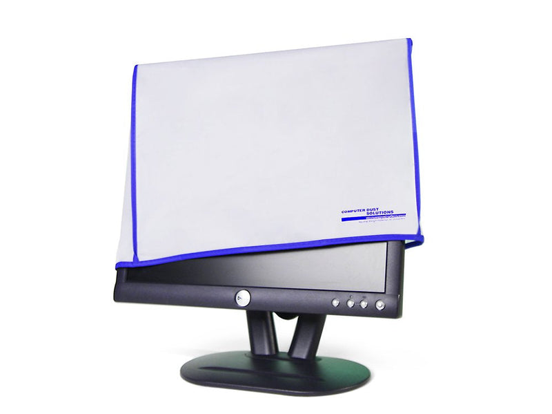 [Australia - AusPower] - Computer Monitor dust Cover for Flat Panel LCD-Silky Smooth Anti-Static Vinyl with Blue Trim (16W x14H x3D) 16W x14H x3D 