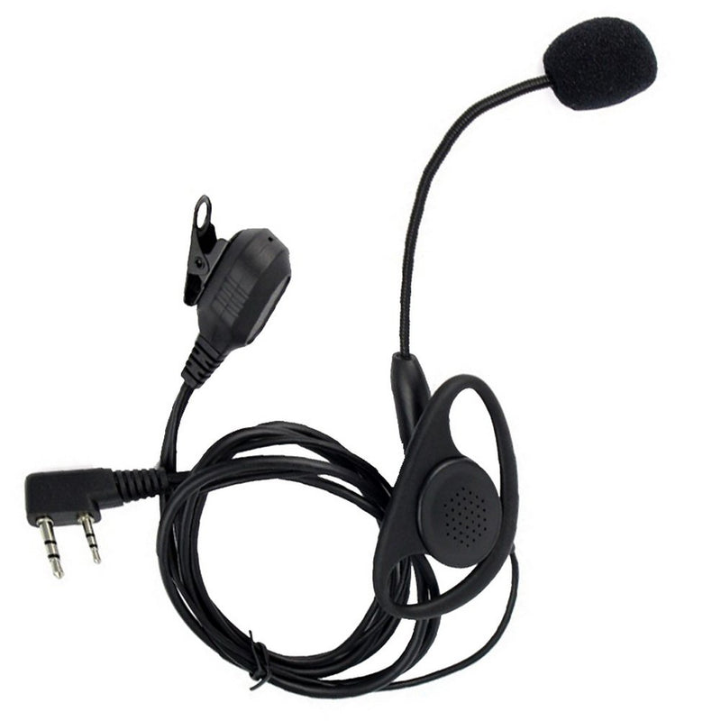 [Australia - AusPower] - KENMAX® 2 Pin D Shape Earpiece Headset with Boom Mic for Kenwood Baofeng Puxing Quansheng Weierwei Wouxun Radio 