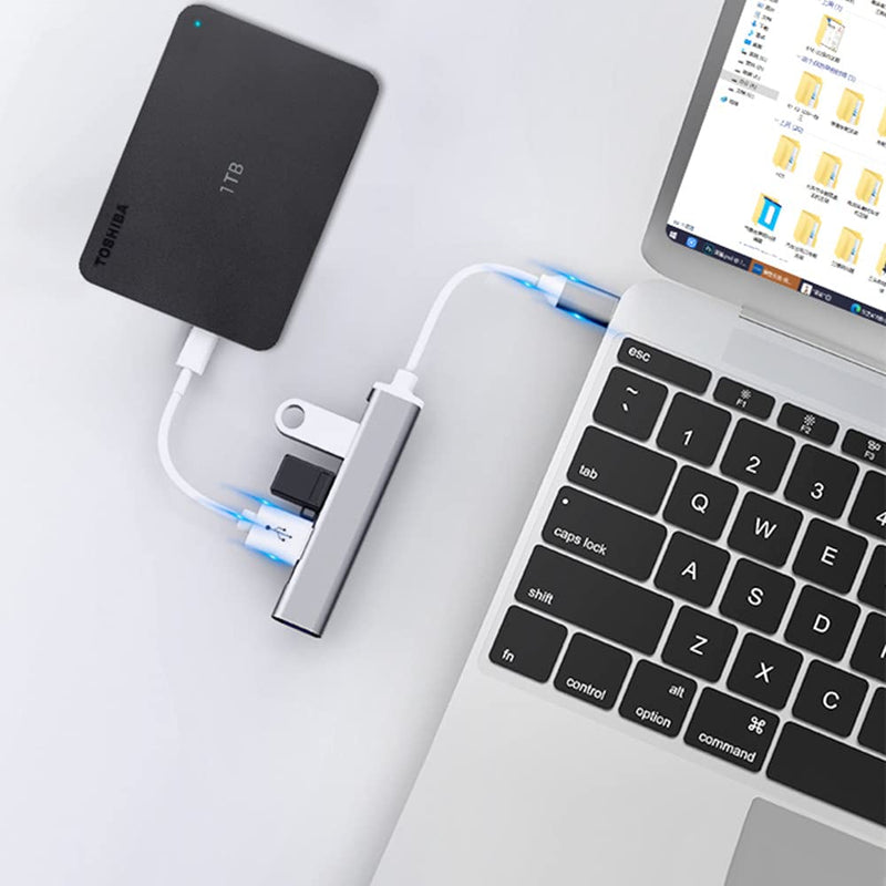 [Australia - AusPower] - JacobsParts USB-C Type C to USB 3.0 4 Port Hub Splitter for MacBook Pro/Air, iPad, PC, Chromebook, Phone (Black) Black 