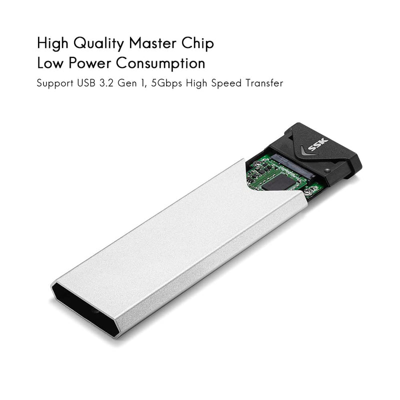 [Australia - AusPower] - SSK Aluminum USB 3.2 Gen 1 to M.2 SATA NGFF SSD Enclosure Adapter, External SATA Based M.2 Solid State Drive Enclosure Reader (for M.2 SATA SSD only) 