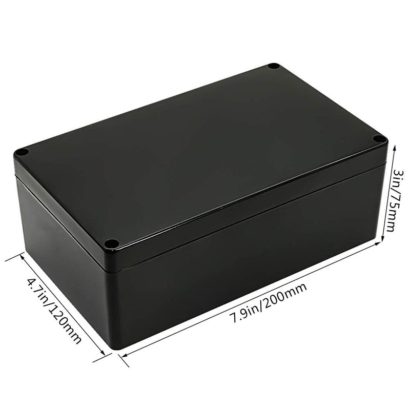 [Australia - AusPower] - LeMotech Project Box ABS Plastic IP65 Waterproof Dustproof Electrical Junction Box Outdoor Enclosure for Electronics Black 7.87 x 4.72 x 2.95 inch (200 x 120 x 75 mm) 7.87"x 4.72"x 2.95" 1 pack 