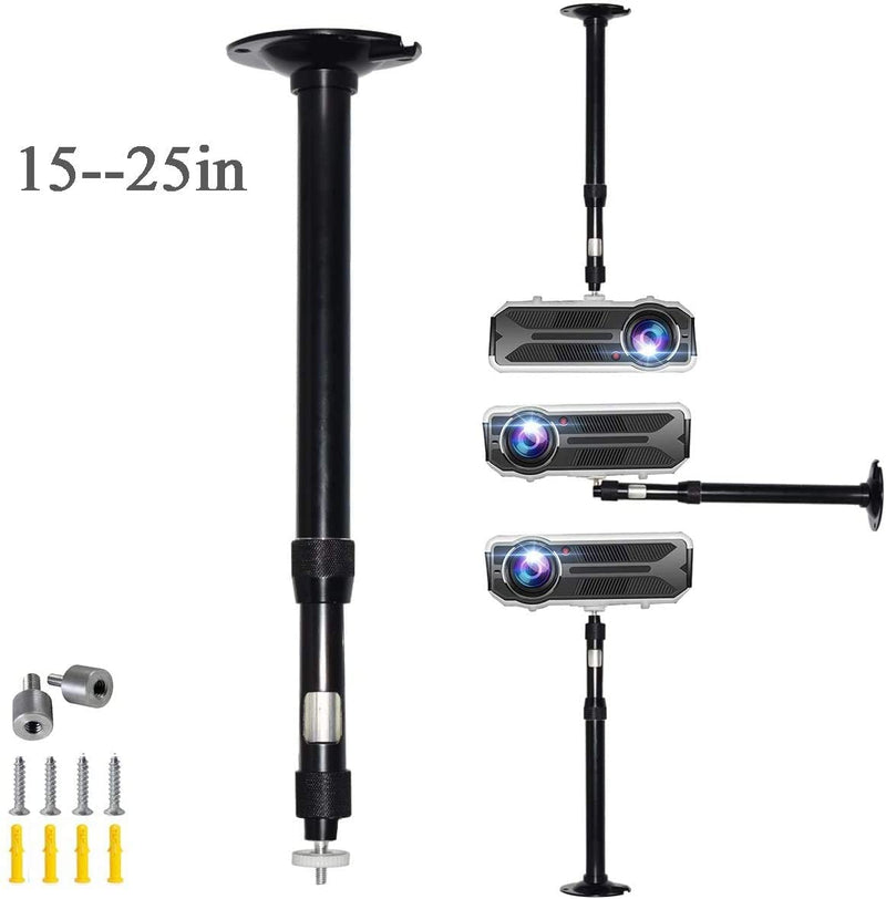[Australia - AusPower] - Universal Projector Ceiling Mount Height Extendable Projector Wall Mount Video Projector Bracket Stand 3 in 1 360° Rotatable Head Extendable Length for Camera Projectors Black 14-24inch 