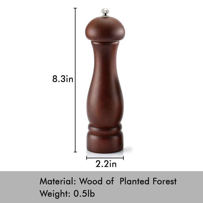 [Australia - AusPower] - Solid Wood Pepper Mill, Salt and Pepper Grinders with Cremic & Stainless Steel Core, Unique Salt and Pepper Grinders - 5inch/8inch (8inch) 8inch 