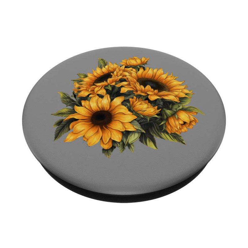 [Australia - AusPower] - Yellow Sunflower Cute summer Sun flowers Floral Positivity PopSockets Swappable PopGrip Black 