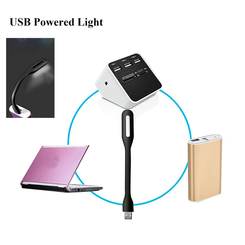 [Australia - AusPower] - Soseelnee Mini Flexible Light, Portable USB Led Reading Night Lamp for PC Laptop Computer Notebook Power Bank - 2 Pack (Black) Black 