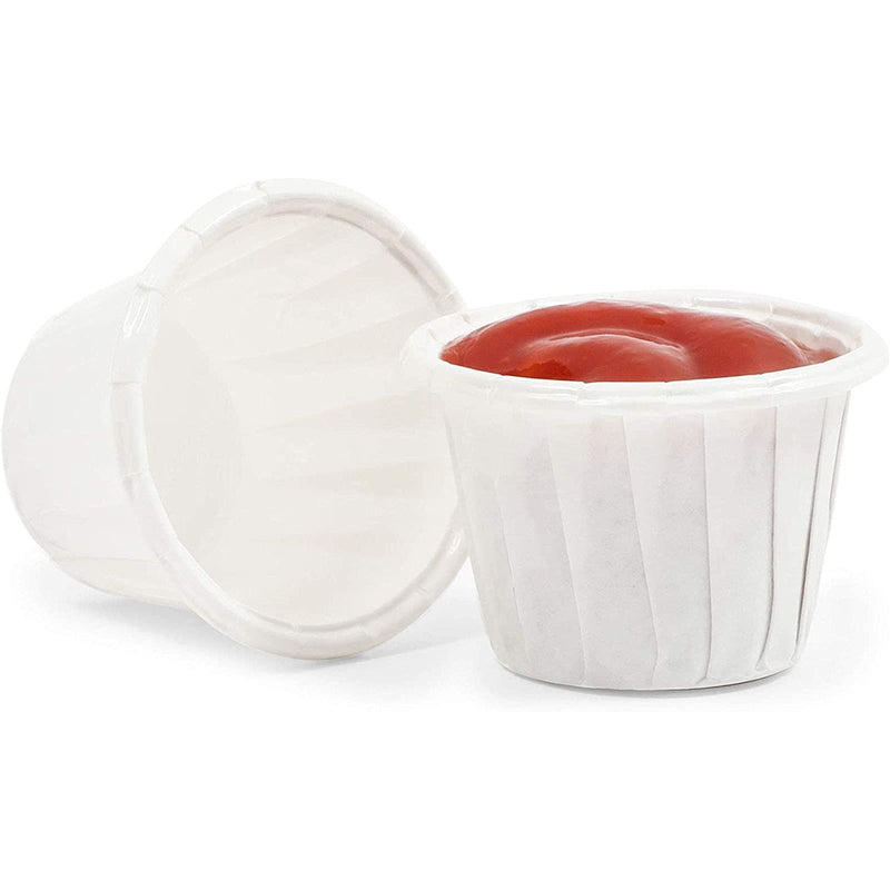 [Australia - AusPower] - White Paper Souffle Cups, 1 oz Portions for Condiments, Samples (600 Pack) 