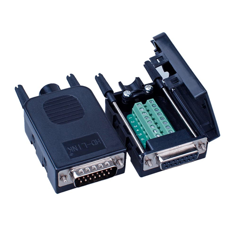 [Australia - AusPower] - ANMBEST DB15 Solderless Serial to 15-pin Port Terminal Female Adapter Connector Breakout Board with Case Long Bolts Nuts (2PCS Female) 2PCS Female 