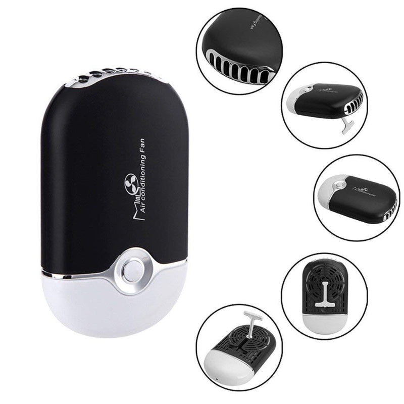 [Australia - AusPower] - Apstour Mini USB Fan Air Conditioning Refrigeration Blower Dryer Fan Eyelash Fan (Black) Black 