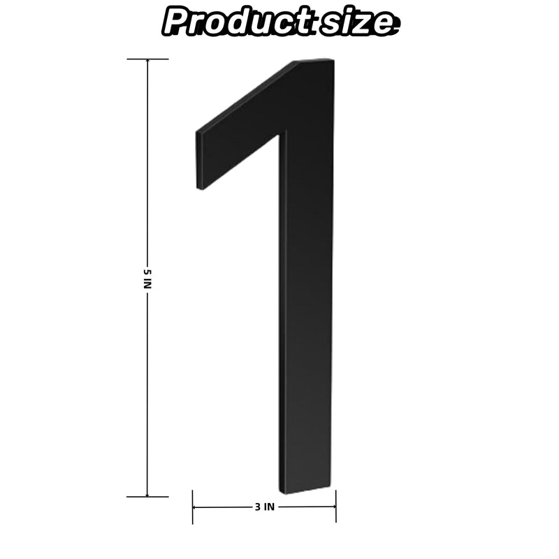 [Australia - AusPower] - Self-adhesive 5 Inch House Numbers, Acrylic House Number Modern House Numbers Black Mailbox Numbers for Outside Address Home Number for Apartments Office Hotel Room (Number 1) Number 1 