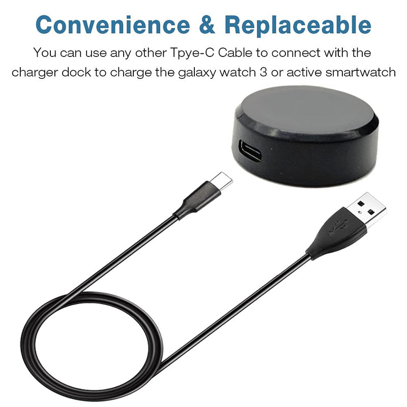 [Australia - AusPower] - Galaxy Watch 3 Classic Charger, 2 Pack 4.43 FT Length SOONORY Replacement USB Charger Cable Clip Cord Charger Cradle Dock Adapter for Galaxy Watch 3/Active/Active 2 Smart Watch Charger 