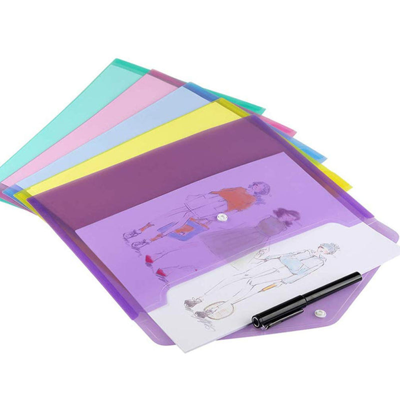[Australia - AusPower] - NUOBESTY 12Pcs Plastic Envelopes Poly A4 Envelope Folder File Bags Document Bag with Snap Button Paper Bag for School Office Student 