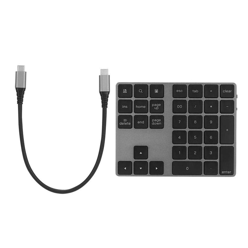 [Australia - AusPower] - Wired/Bluetooth Numeric Keypad, Portable Wireless Bluetooth 34-Key External Number Pad with 2 USB 3.0 Interface for Computer Laptop Windows, OS, Android(Black) Black 