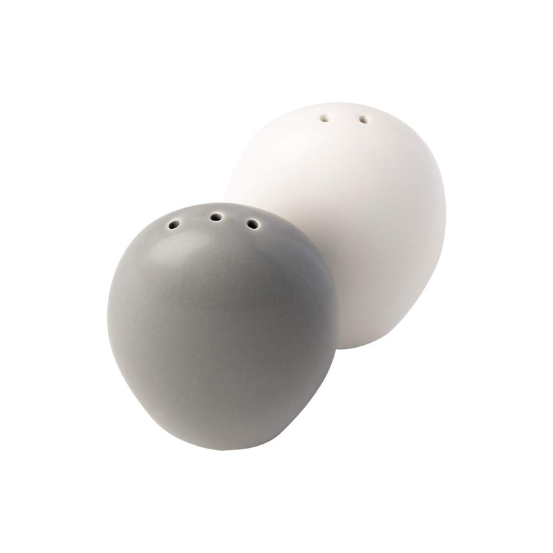 [Australia - AusPower] - Modern Salt & Pepper Shakers Made of Chip-free Ceramic - Contemporary Mill Set for Modern Kitchen Decor - Easy to refill, White & Grey Set 