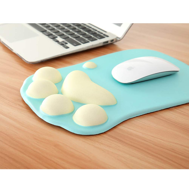 [Australia - AusPower] - TULGIGS Cute Cat Paw Non Slip Mouse Pad with Wrist Support Soft Silicone Wrist Rests Ergonomic Comfort Computer Mouse Mat Desk Decor 11.55"*7.8"*0.99'' (Green) Green 