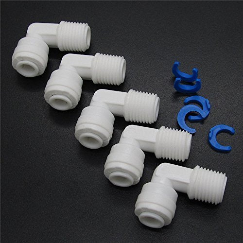 [Australia - AusPower] - Lemoy 1/4 inch Male Thread to 1/4 inch Tube Elbow Quick Connect Ro Reverse Osmosis Water Filter Fitting Male Elbow Pack of 5 