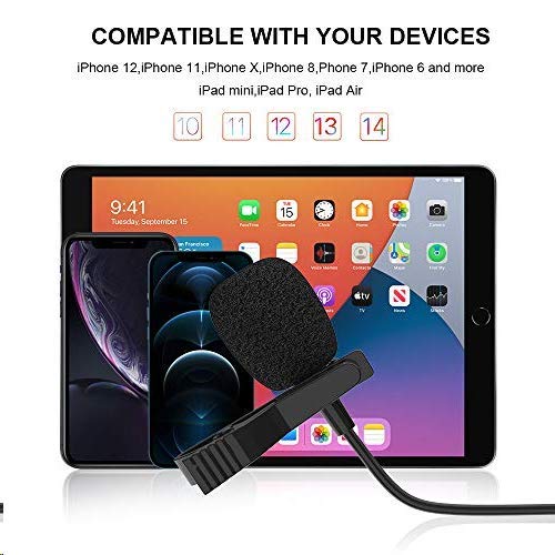 [Australia - AusPower] - Professional lavalier Microphone for iPhone, Condenser Microphone for Phone Recording and Video Recording, lavalier Microphone for YouTube, interviews, Meetings, and iPhone/iPad/iPod (9.8 feet) 