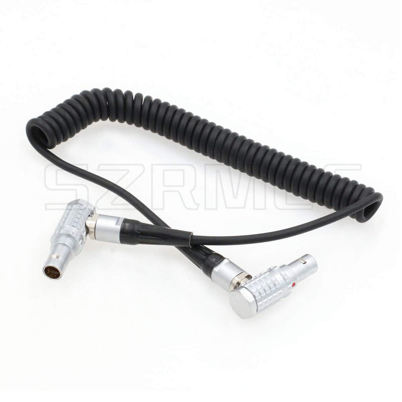 [Australia - AusPower] - SZRMCC ARRI Cameras Right Angle 5 Pin Male to Right Angle 5 Pin Male Timecode in/Out Coiled Cable for Sound Devices Ambient Lockit Zaxcom 