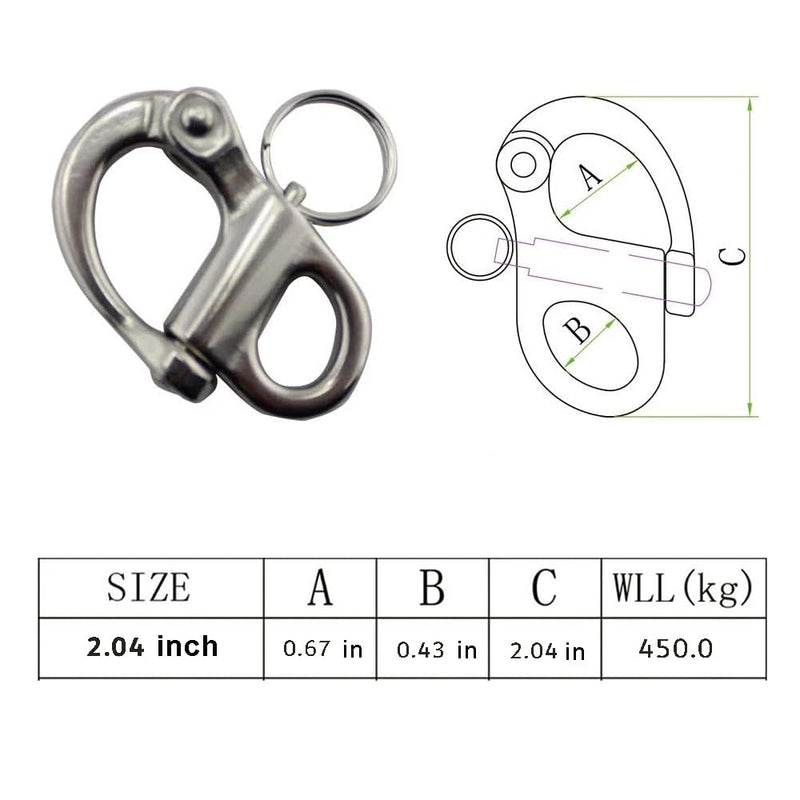[Australia - AusPower] - Ayunwei 35mm(1-3/8 inch)/52mm(2.04 inch) Fixed Snap Shackles 316 Stainless Steel Bail Snap Shackles with Quick Release Pin for Bracelet and Boat of 5 Pcs 