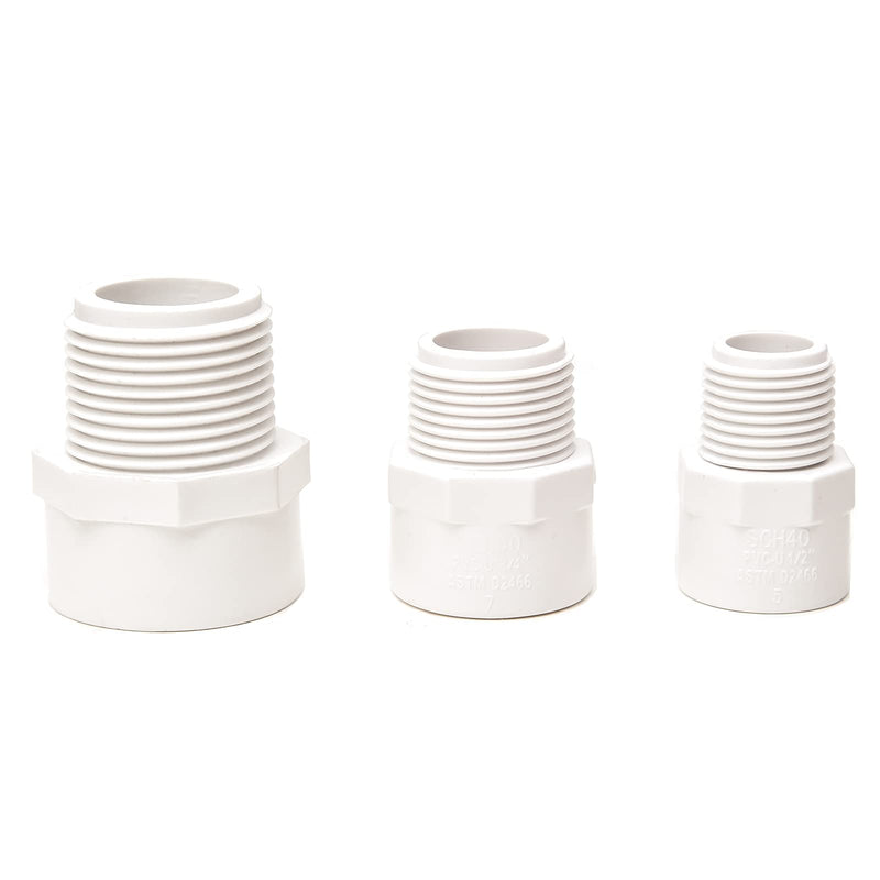 [Australia - AusPower] - FangKingNo 10pcs 1/2 Inch White 2-Way PVC Male Adapter Pipe Fittings (Socket x Male Pipe Thread) Coupling with 1/2-Inch Male Thread Schedule 40 -10 Pack (0.5 Inch) 0.5 Inch 