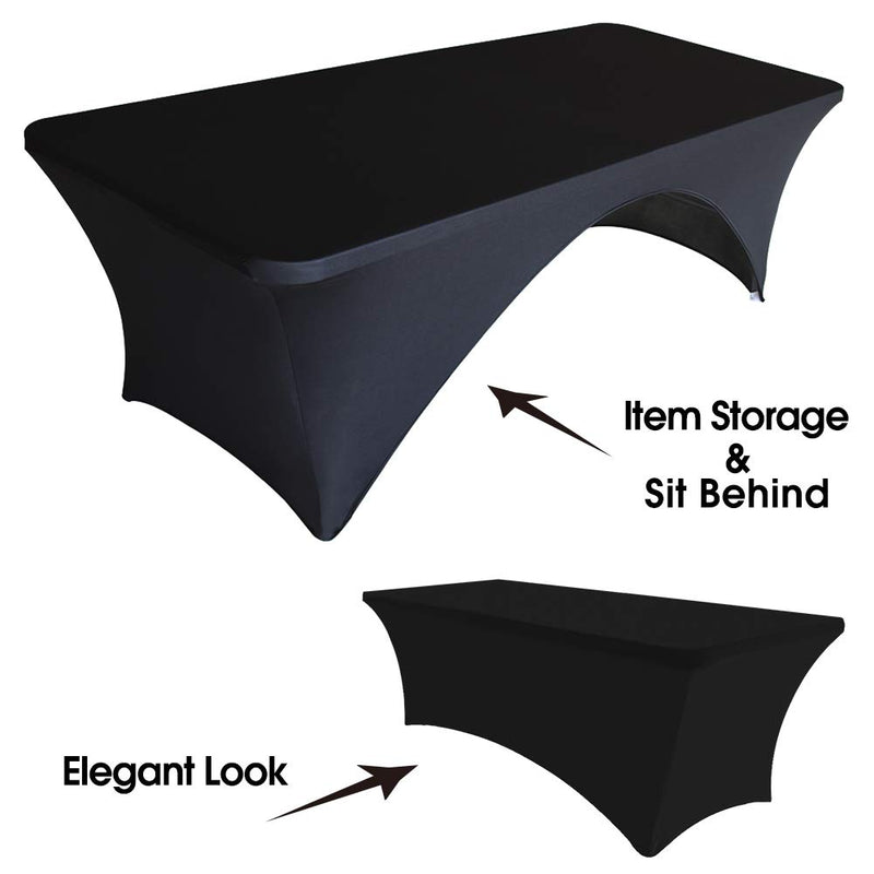 [Australia - AusPower] - Eurmax USA Spandex Table Cover 6 ft. Fitted 30+ Colors Polyester Tablecloth Stretch Spandex Table Cover-Table Toppers,6 FT Table Cover Open Back（6Ft,Black） Black 