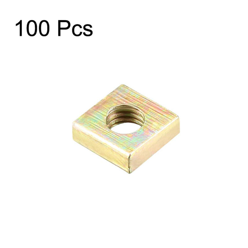 [Australia - AusPower] - uxcell Square Nuts, M3x5.5mmx2mm Yellow Zinc Plated Metric Coarse Thread Assortment Kit, 100 Pcs 