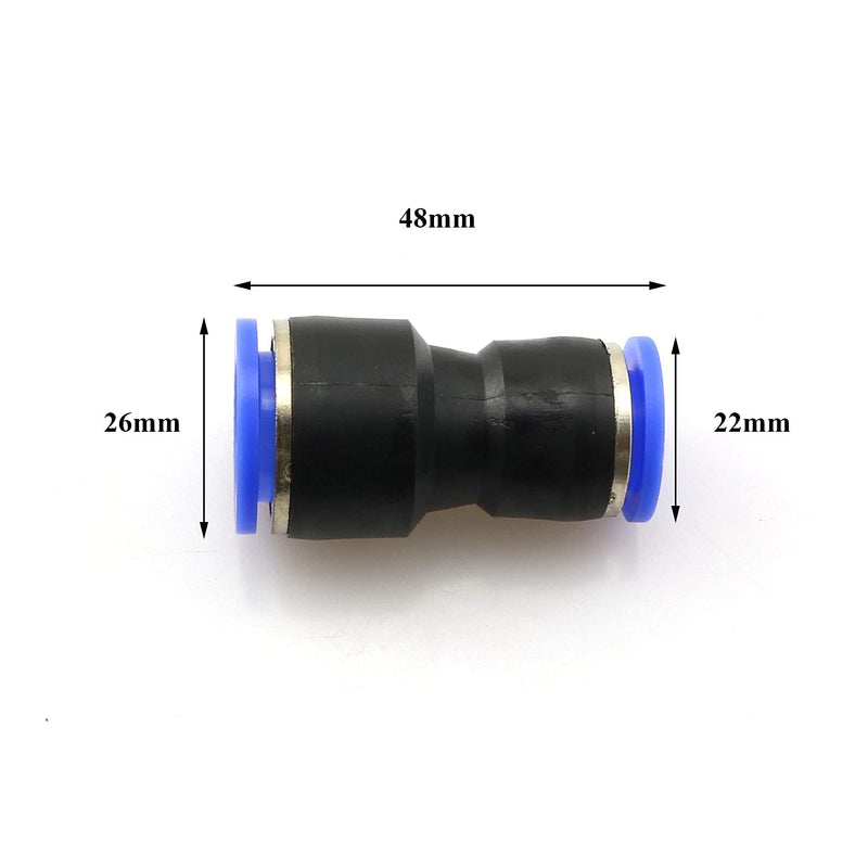 [Australia - AusPower] - heyous 12pcs Plastic Push to Connect Straight Union Pipe Tube Reducer Fitting 4 Sizes (8mm OD x 4mm OD, 10mm OD x 6mm OD, 12mm OD x 8mm OD, 16mm OD x 12mm OD) 
