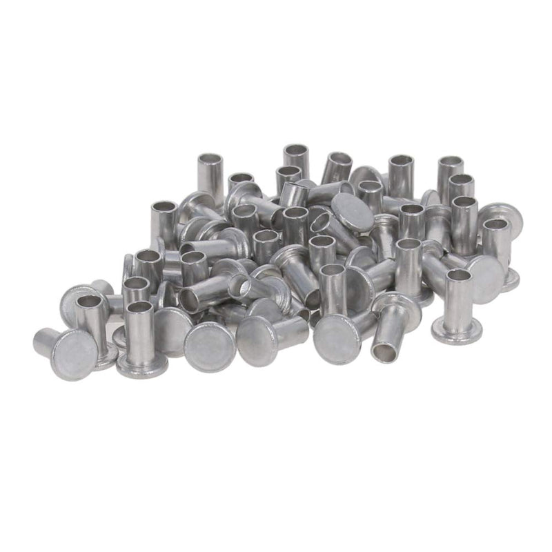 [Australia - AusPower] - Yinpecly 0.16"x 0.31"(D x H) Aluminum Flat Head Semi Tubular Rivets for Fasten Work Pieces Silver Tone 200pcs 