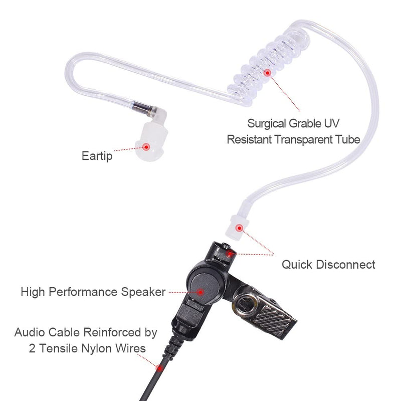 [Australia - AusPower] - WODASEN GP328 Plus Earpiece for Motorola Walkie Talkie Radio GP338 Plus GP338XLS GP344 with Pogo Pin Acoustic Tube Reinforced Cable Noise Canceling Mic 