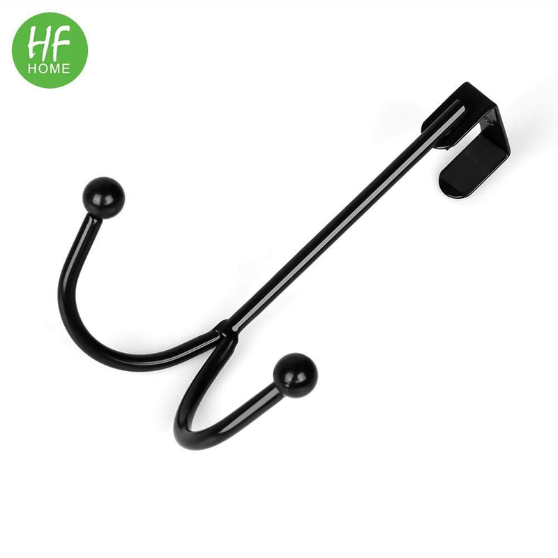 [Australia - AusPower] - 2Packs Over The Door Double Hanger Hooks,HFHOME Metal Twin Hooks Organizer for Hanging Coats, Hats, Robes, Towels- Black 2 