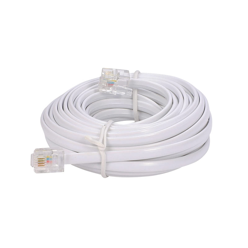 [Australia - AusPower] - Vthahaby 20 Feet Long Telephone Extension Cord Phone Cable Line Wire, with Standard RJ11 Plug and 1 in-Line Couplers and 25 Cable Clip Holders-White white 6 M 