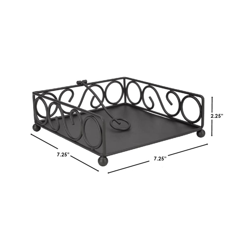 [Australia - AusPower] - Home Basics Scroll Collection Bronze Coated Steel Flat Napkin Holder Dispensing Stand, Kitchen and Countertop, Black 