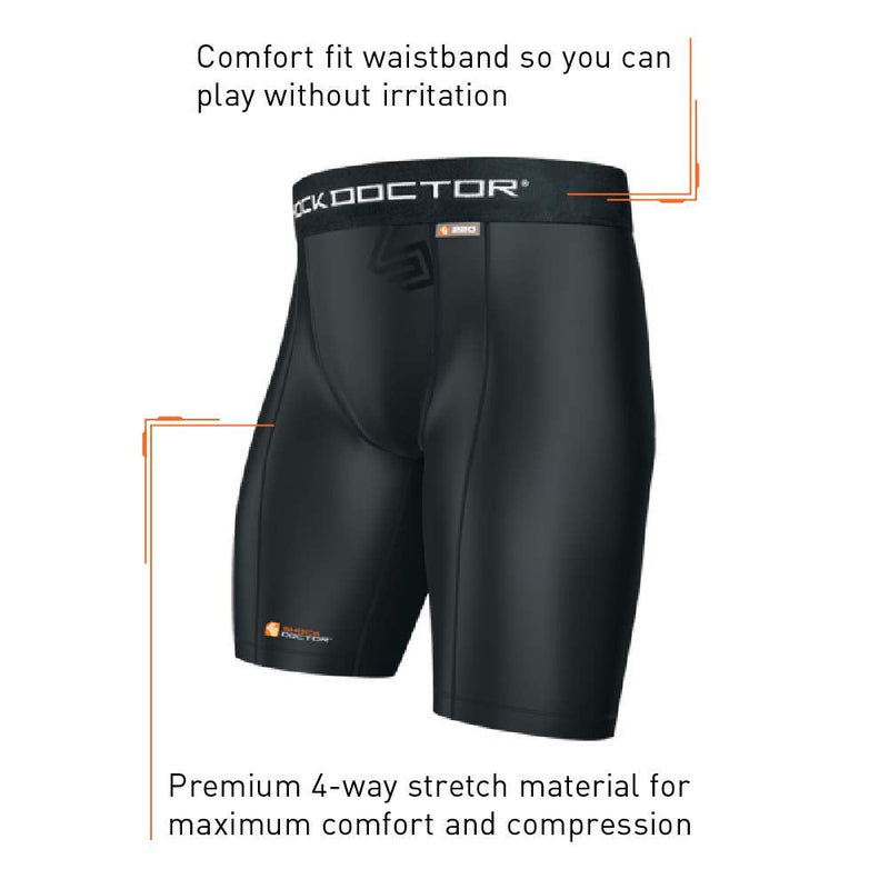 [Australia - AusPower] - Shock Doctor Compression Shorts with Cup Pocket. Supporter Underwear (Cup NOT included). Baseball, Hockey. Youth & Adult 