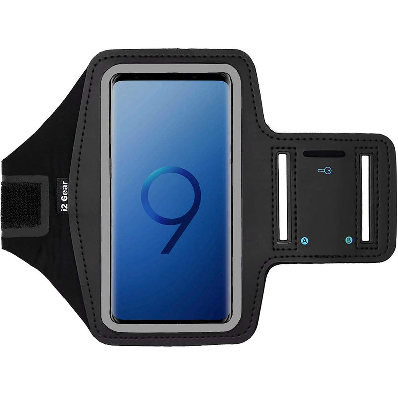 [Australia - AusPower] - i2 Gear Armband Compatible with iPhone Xs, X, Samsung Galaxy S10, S9, S8, S7, Google Pixel 2, 3 - Reflective Arm Band Phone Holder for Running & Exercise Large Black Large: iPhone X, Galaxy S9, S8, S7, Pixel 2, 3 