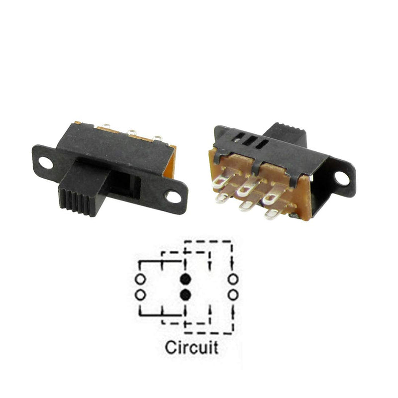 [Australia - AusPower] - uxcell 10 Pcs High Knob 6 Pin 3 Position DPDT Panel Slide Switch 0.5A 50V DC 